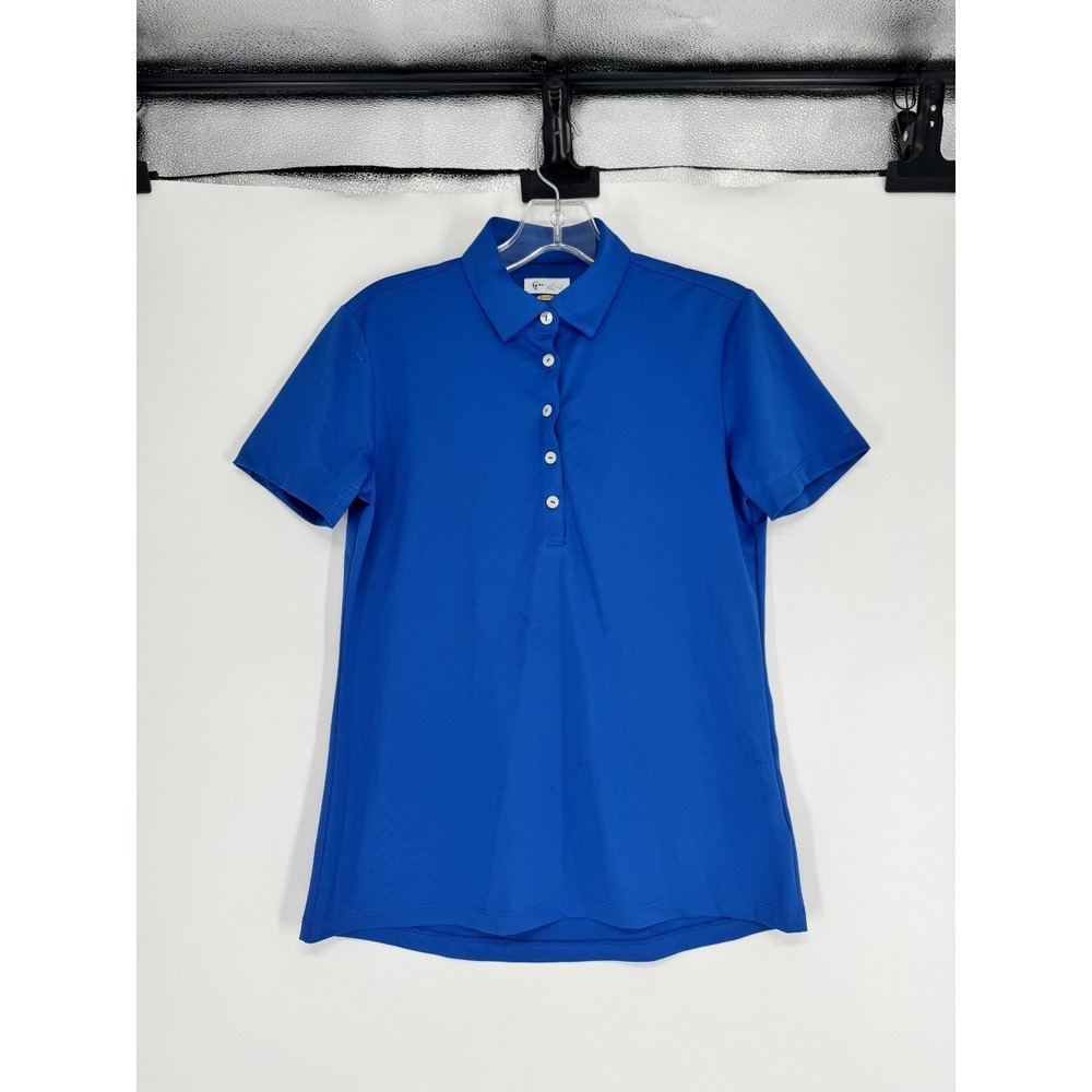 Greg Norman Play Dry Polo Shirt Womens Small Blue Short Sleeve Golf Performance